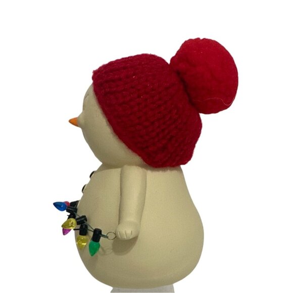 Dept. 56 Snowpinions "GET LIT" Snowman Holding Christmas Lights Red Hat Figurine - Picture 2 of 6